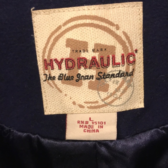 HYDRAULIC pea coat double breasted Large Blue Lg - Picture 2 of 8